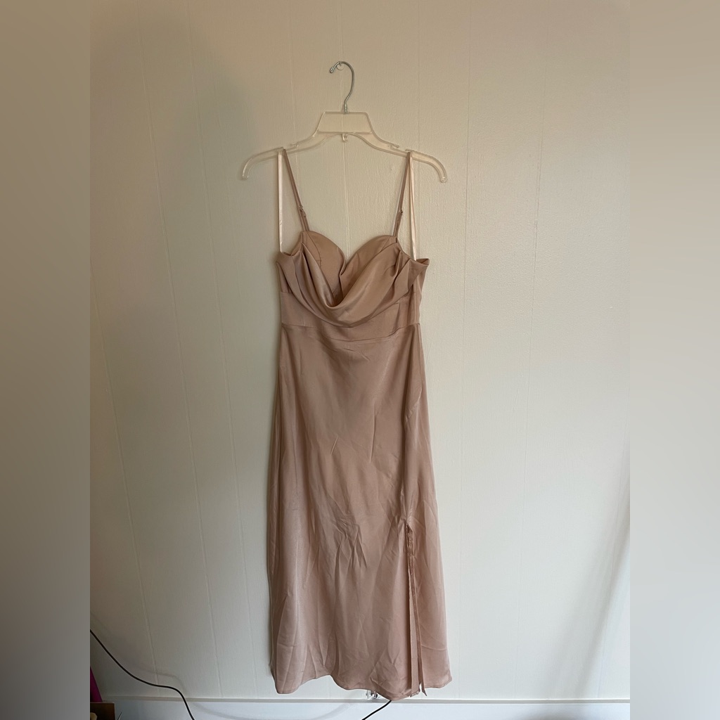 Selfie Leslie Giorgette Side Split Midi Dress Champagne